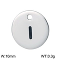 Polished silver titanium steel 10mm round charm with oval cutout, 0.3g weight - Letter I