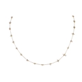 Detailed shot of golden stainless steel station necklace with natural crushed quartz stones - Translucent Moonstone (Gold)