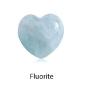 Polished heart-shaped natural fluorite stone in light blue finish for decoration - Fluorite