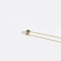 Golden delicate chain necklace with square black and gold letter C pendant - Letter U
