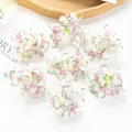 Artificial hydrangea flower heads with pink and green gradient for DIY accessories - Purple Green