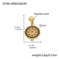 18K gold plated stainless steel ocean pendant with black zircon in a floral design - D188-2 Gold Zircon Pendant