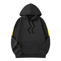 Schwarzer Herren Sport-Hoodie mit gelben Ärmelstreifen, Kapuze mit Kordelzug und Kängurutasche - S / Schwarz