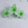Haarklem met drie bloemen en kleurverloop van crèmewit naar zachtgroen - 10cm Groen