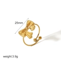 Elegant 18k gold plated stainless steel bow open ring on white background - Gold Bowknot Open Ring (TR4303)