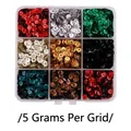 Set di 9 scomparti di paillettes a scaglie DIY colori vari da 5g per griglia - 5mm (5g Per Scomparto) / Scatola 21