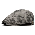 Vintage tie-dye grey newsboy cap with adjustable bronze buckle and soft crown - Adjustable / Gray