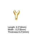 Detailed view of gold plated letter Y pendant with dimensions 9mm by 6mm for necklaces - Letter Y