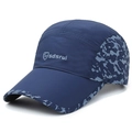 Navy quick-dry baseball cap featuring blue camouflage panels and breathable laser-cut holes - Adjustable / Navy Blue