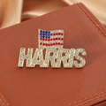 Spilla elettorale HARRIS con bandiera americana e cristalli su base dorata - Bandiera HARRIS (Oro)