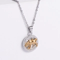 Pendente zodiaco Toro bicolore in acciaio inossidabile con rilievo di toro dorato - Toro