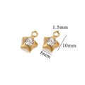 Gold star pendant charm with clear zircon stone, 10mm stainless steel DIY accessory - Gold - Star