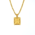 Gold-plated stainless steel Figaro necklace featuring a hollowed letter Q pendant - Letter Q (SP598G-Q)