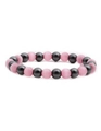 Pink tiger eye and black hematite beaded bracelet with a minimalist stretch design - Pink Cat's Eye