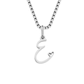 Collier délicat en acier inoxydable argenté avec pendentif lettre E et petit cœur - Style Lettre E / Couleur Acier