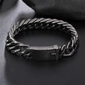 Retro punk style thick cuban link bracelet for men in distressed titanium steel finish - Vintage Distressed Antique Silver Style (KB71833-BD)