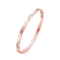 Brazalete ondulado de acero inoxidable oro rosa con cristales sobre fondo blanco - Oro rosa