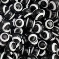 Resin striped evil eye round beads for DIY jewelry making in black and white pattern - Black