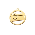 18K gold plated stainless steel hollow circular camera pendant for DIY jewelry making - Camera / Gold