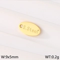 Goldener ovaler Edelstahl-DIY-Anhänger mit S.Steel-Gravur und der Größe 9x5 mm - Gold Oval (KLJ9147-Z)