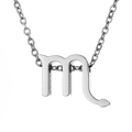 Silver Scorpio zodiac symbol pendant necklace in minimalist polished stainless steel - Scorpio - Steel