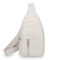 Bolso bandolera de cuero PU blanco con elegante correa ancha de diseño geométrico - Blanco