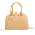 Schicke cremefarbene Jelly-Tasche mit Chevron-Steppung und goldener Kette für Kinder - Gelb