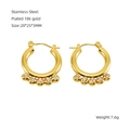 Orecchini a cerchio in acciaio inossidabile placcato oro 18k con gemme - Stile Tondo Classico con Strass (ZX1286) / Oro