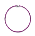 Elegant S925 sterling silver tennis bracelet with circular pink cubic zirconia stones - 16cm / Rose Red (2mm)