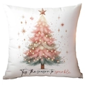 Pink Christmas tree pillow cover with 'Tis the season to sparkle' holiday text - Sparkle Christmas Tree (TQDS88-6)