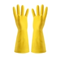 Yellow latex household gloves size M with non-slip texture for kitchen cleaning - Tendon Color (PVC)