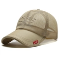 Men's summer mesh baseball cap in desert khaki with breathable fabric and logo - Khaki
