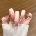 Faux ongles œil-de-chat marron rouge forme amande longue avec dégradé pailleté - XS / Glaçage Caramel
