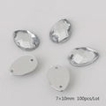 Sew-on teardrop acrylic rhinestones 7x10mm in clear silver finish 100pcs for DIY craft - 7x10mm Clear White 100pcs/Pack