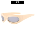 Gafas de sol Y2K beige ovaladas con montura envolvente futurista y lentes grises oscuros - Beige