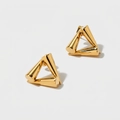 Geometrische 3D Dreieck-Ohrstecker in glänzendem Gold-Finish für minimalistischen Stil - 3D-Dreiecks-Stil (KDE2779) / Gold