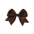 Handmade brown grosgrain ribbon bow hair clip with textured swallowtail design - Dark Coffee