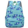 Zaino per bambini blu con stampe di squali e spallacci regolabili in rete grigia - Squalo Blu Lago