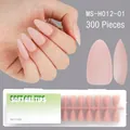 300 pieces almond shaped soft gel nude pink matte press-on nails in storage box - Medium Almond (MS-H012-01) / 300 Pieces/Pack