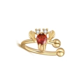 Detailed macro view of golden lobster ear cuff featuring a pear-cut red zircon stone - Lobster / Gold-Red Lobster