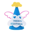 Cute sky blue felt birthday hat for kids featuring pink angel wings and yellow cloud - Angel Birthday Hat - Light Blue