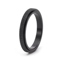Detail of minimalist black stainless steel ring with matte sandblasted finish and polished edge - Black
