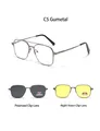Square polarized sunglasses set with magnetic gunmetal frame and yellow night vision lens - Gunmetal