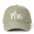 Casquette de baseball classique vert olive avec lettrage Mrs. blanc et petit cœur - Khaki Clair