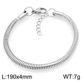 Bracelet chaîne serpent minimaliste en acier inoxydable argenté avec fermoir mousqueton - Bracelet Argenté Large (KB208466-GC)