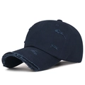 Gorra de béisbol azul marino con efecto desgastado, roturas y acabado vintage retro - Azul marino