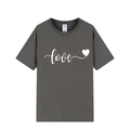 Dark grey crewneck cotton T-shirt featuring a white artistic love script print - XS / Dark Gray 318 (White Print)