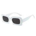 Retro rectangle sunglasses with glossy white frame and dark lenses for a modern look - White Frame Dark Grey Lens