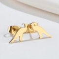 Minimalist gold-plated stainless steel dinosaur studs in cute Parasaurolophus silhouette - 503 Parasaurolophus / Gold