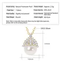 7-8mm round freshwater pearl necklace in S925 sterling silver with golden finish - Ice Queen / K Yellow Gold